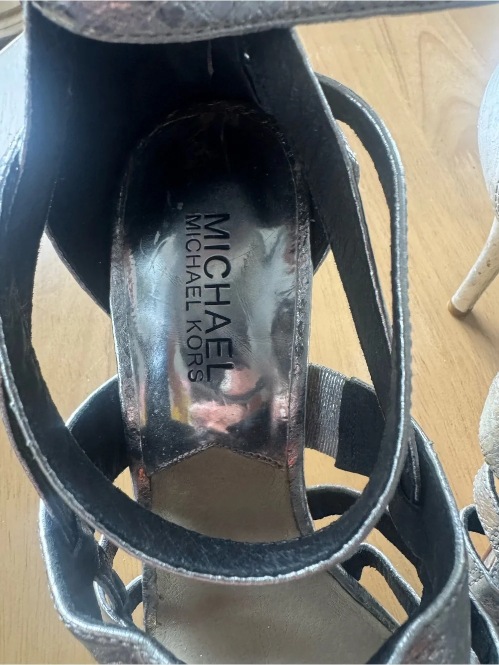 Michael Kors Metallic Silver Strappy High Heel Sandals